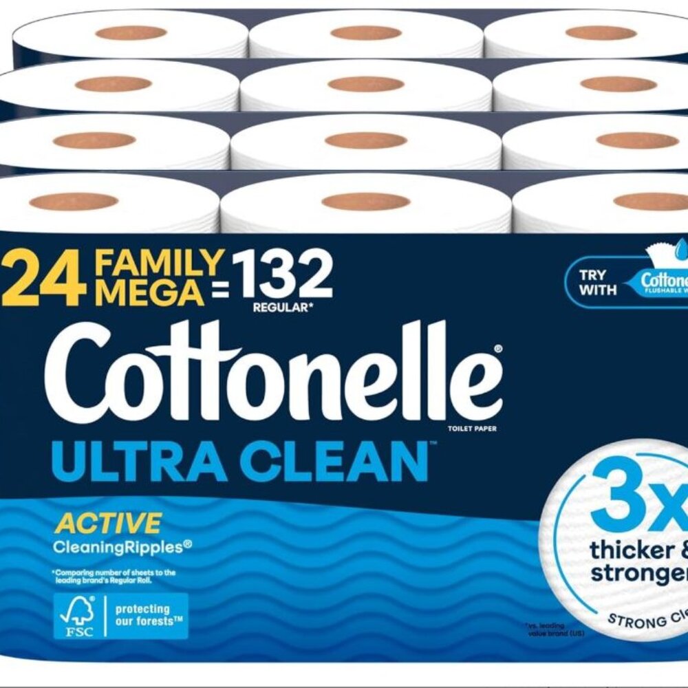 Cottonelle Ultra Clean Toilet Paper with Active CleaningRipples Texture